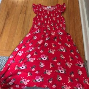 Girls red floral maxi dress